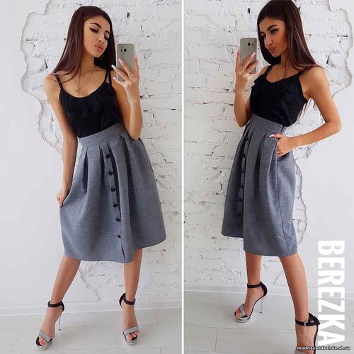 Костюмчик с юбочкой миди Размер: С и М Ткань: костюмка габардин + шёлк