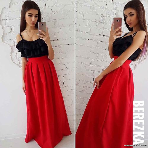 Костюмчик с юбочкой макси Размер: С и М Ткань: костюмка габардин + шёл