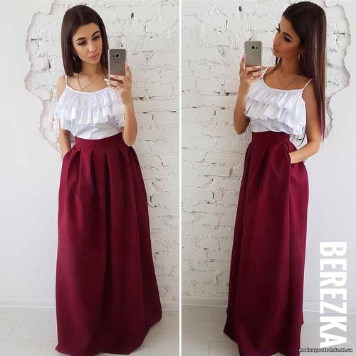 Костюмчик с юбочкой макси Размер: С и М Ткань: костюмка габардин + шёл