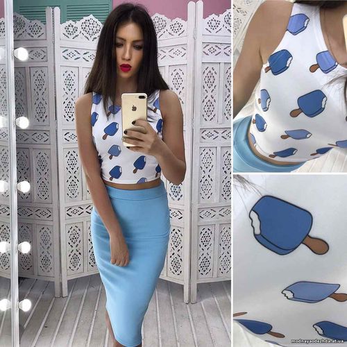 Костюмчик: топ + юбочка карандаш Размер: С и М Ткань: дайвинг Цена кос