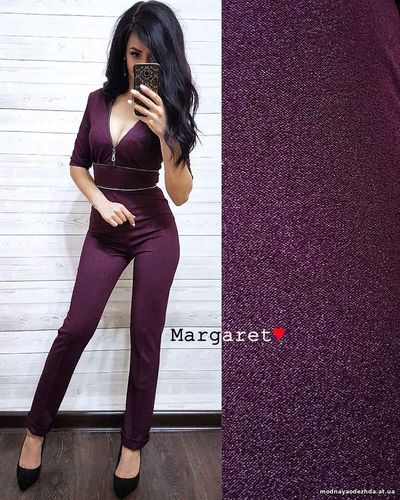 Комбинезон Ткань крепдайвинг люрекс Размеры С и М Цвет темно-синий, кр