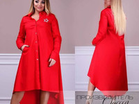 Платье-рубашка звезда 1201 Размеры 48-50 52-54 56 Ткань коттон Цвет ел
