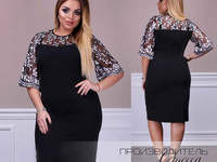 Платье Мод 348 Размеры 48-50,52-54,56-58 Ткань основа софт+гипюр Длина