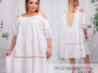 Арт #0212 Платье  Размеры 46-50, 52-56 Ткань коттон + кружево Цвета аб