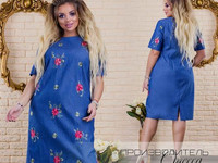 Платье Модель № 5905-1 Размеры 48, 50,52-54,56-58,60-62  Ткань джинс-в