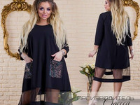 Платье №066 Размеры 48-50, 52-54, 56-58, 60-62 Ткань креп дайвинг + ев