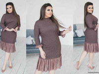 Платье Мод 345\мм Ткань:ангора-софт+гипюр  Размер :48-50,52-54,56-