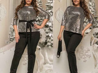 Костюм. Мод .037\нс Размеры : 48-50,52-54,56-58 Ткань : креп дайви