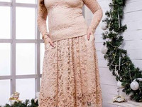 Женский гипюровый костюм 8165 (50-60)  Размеры: 50-52,54-56,58-60 Ткан