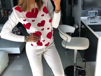 КОСТЮМ «HEART» НЕЖНАЯ ПРЯЖА ХЛОПОК/АКРИЛ ПОДХОДИТ ДЛЯ ПРОГУЛОК И ПОВСЕ