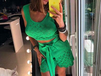 КОСТЮМ ПРЯЖА АЖУРНЫЙ ТОП/ВЫСОКИЕ ШОРТЫ ХЛОПОК/АКРИЛ  480грн