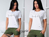 Костюм: (шорты + футболка свободного кроя ). Ткань : футболка - х / б