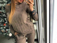 ВЯЗАННЫЙ КОСТЮМ “HOLLI” Пряжа шерсть с альпакой ДВОЙНАЯ ВЯЗКА , 830грн