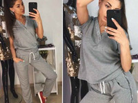 Костюм с брюками Ткань летняя петельная двунить с ниткой люрекса (очен