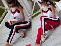 Мегапопулярный костюм из хлопка со свободными штанами и топом с геомет