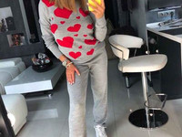 КОСТЮМ «HEART» НЕЖНАЯ ПРЯЖА ХЛОПОК/АКРИЛ ПОДХОДИТ ДЛЯ ПРОГУЛОК И ПОВСЕ