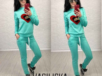 В63 Костюм трикотаж джерси с-м пудра, мята, серый, черный 520 грн.