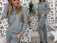 В549 Костюм тройка ( кофта+штаны+шорты) с-м персик, серый, мята,черный