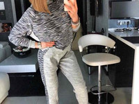 ВЯЗАННЫЙ КОСТЮМ Пряжа итальянский меланжевый хлопок с Ангорой ,декорир