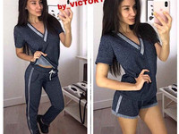 Костюм тройка (футболка,шорты,брюки) Ткань летняя петельная двунить с