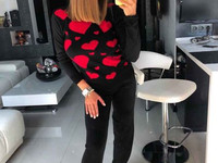 КОСТЮМ «HEART» НЕЖНАЯ ПРЯЖА ХЛОПОК/АКРИЛ ПОДХОДИТ ДЛЯ ПРОГУЛОК И ПОВСЕ