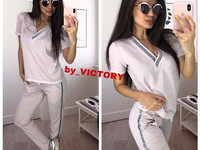 Костюм с брюками Ткань летняя петельная двунить с ниткой люрекса (очен