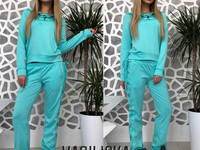 В549 Костюм тройка ( кофта+штаны+шорты) с-м персик, серый, мята,черный