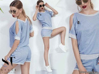 Костюм с шортами  3752/53\св Ткань: трехнить петля с люрексом . Дл