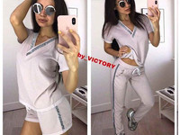 Костюм тройка (футболка,шорты,брюки) Ткань летняя петельная двунить с