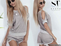 Костюм с шортами  3752/53\св Ткань: трехнить петля с люрексом . Дл