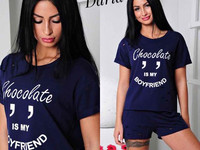 Костюм: (шорты + футболка свободного кроя ). Ткань - х / б коттон с эл