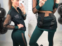 NEW костюм «77» Материал:Микродайвинг + сетка Цвета:чёрный,бутылка Раз