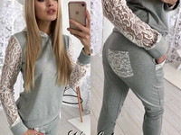 Костюм дорогой гипюр+джерси с-м 495грн.  мята, розовый, сирень , серый