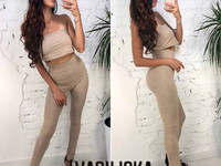 М13 Костюм (топ+лосины+кардиган) ткань замш размер с-м цвета: пудра, з