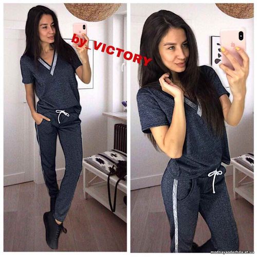 Костюм с брюками Ткань летняя петельная двунить с ниткой люрекса (очен