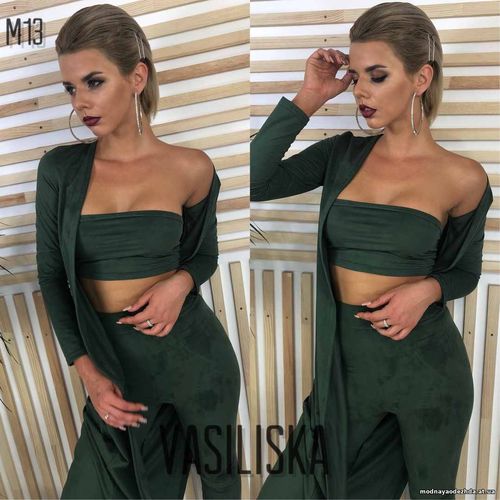 М13 Костюм (топ+лосины+кардиган) ткань замш размер с-м цвета: пудра, з М13 Костюм (топ+лосины+кардиган) ткань замш размер с-м цвета: пудра, з