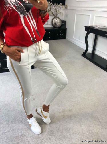 Новинка Идеальные Лосинки с карманчиками и блестящими лампасами из пло