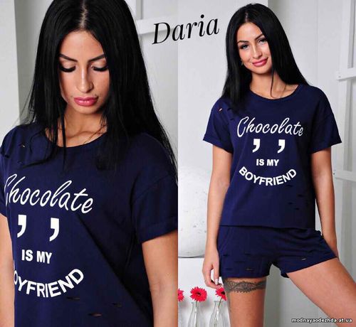 Костюм: (шорты + футболка свободного кроя ). Ткань - х / б коттон с эл Костюм: (шорты + футболка свободного кроя ). Ткань - х / б коттон с эл