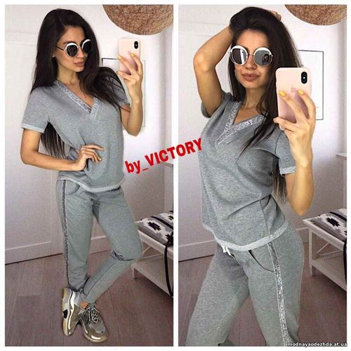 Костюм с брюками Ткань летняя петельная двунить с ниткой люрекса (очен