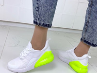 Код 11645 Кроссовки, цвет: WHITE + Neon green материал: обувной тексти
