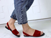 Код 11822 Босоножки Менорки ,цвет: RED, материал: НАТУР.КОЖА ширина пе
