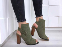 Код 11692 Босоножки = Begonia = , цвет: Olive,  материал: экозамш, каб