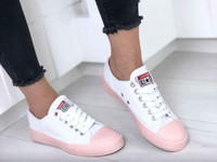 КОД 11808  Кеды = Converse =, цвет: White + PINK, материал: котон подо