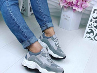Код 654  Кроссовки , копия известного бренда Balenciaga,  цвет серый,