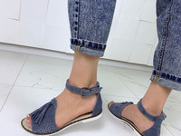 Код 11254 Босоножки = Tassels - 2 =, цвет: DARK BLUE, материал: НАТУР.