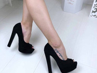 Код 235  Туфли FASHION,  цвет черный,  материал эко замш ,  каблук 13,