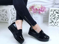 Код 551  Туфли Fashion,  цвет черный,  материал эко лак + эко замш ,
