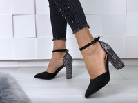 Код 11341 Босоножки на каблуке = Style =, цвет: ЧЕРНЫЙ, материал: экоз