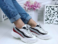 Код 650  Кроссы Fashion,  цвет белый + разноцветные вставки , материал