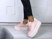 Код 11330 Криперы =Carolina=, цвет: PINK,  материал: экокожа ( перфора